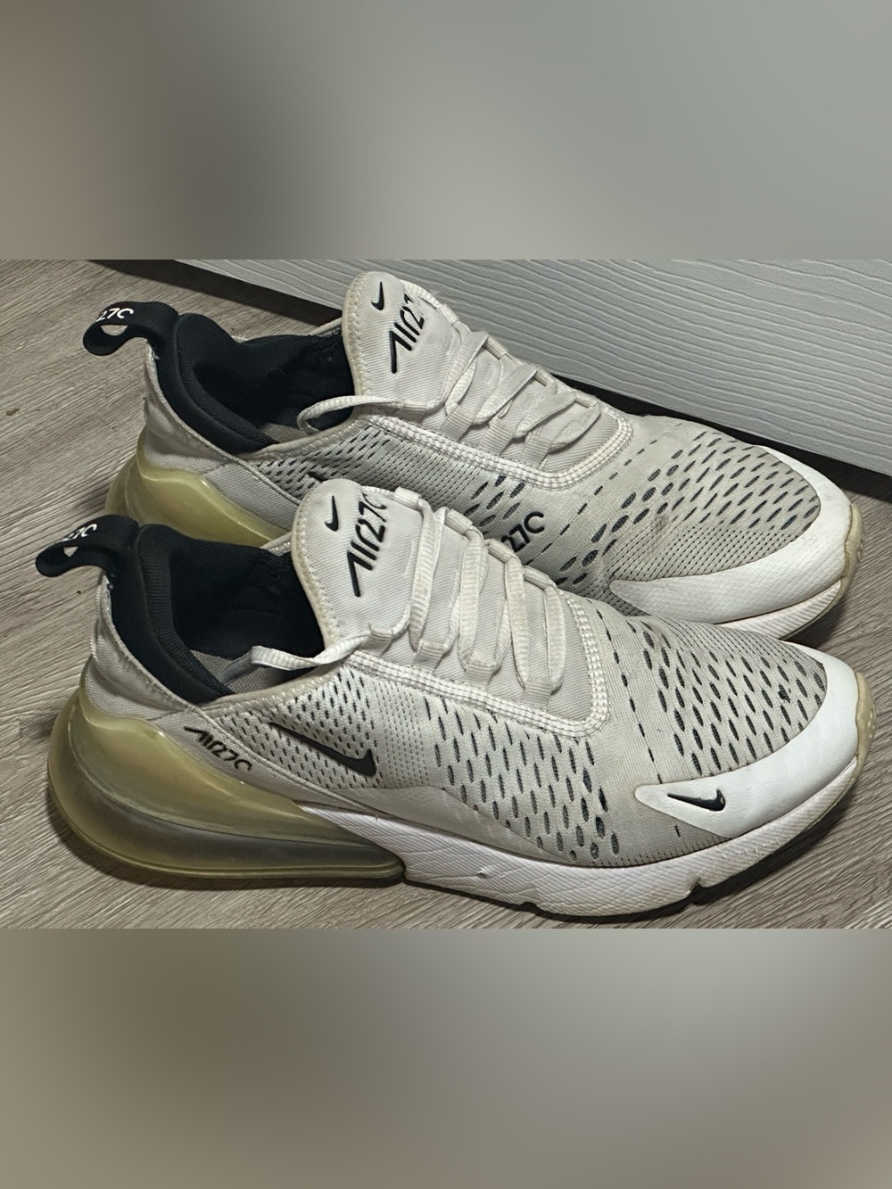 Nike White and Black Air Max 270 Athletic Sneakers